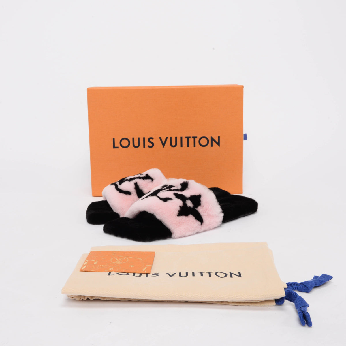 Louis Vuitton Pink & Black Mink Fay Slides 38