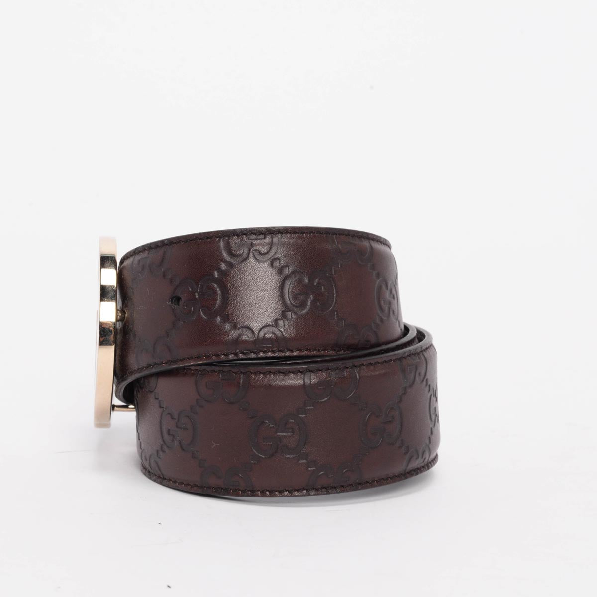 Gucci Dark Brown Guccissima Interlocking G Belt