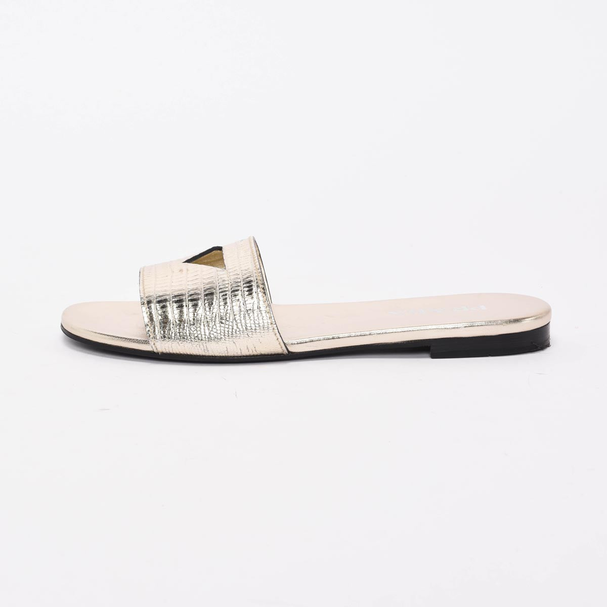 Prada Light Gold Lizard St Tejus Slides 40