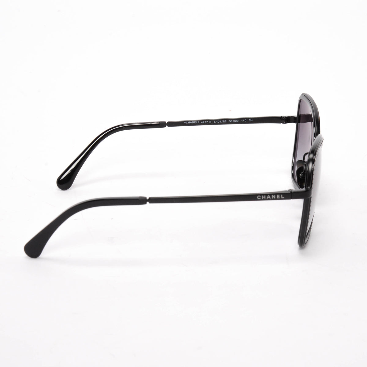 Chanel Black Crystal Square Frame Sunglasses