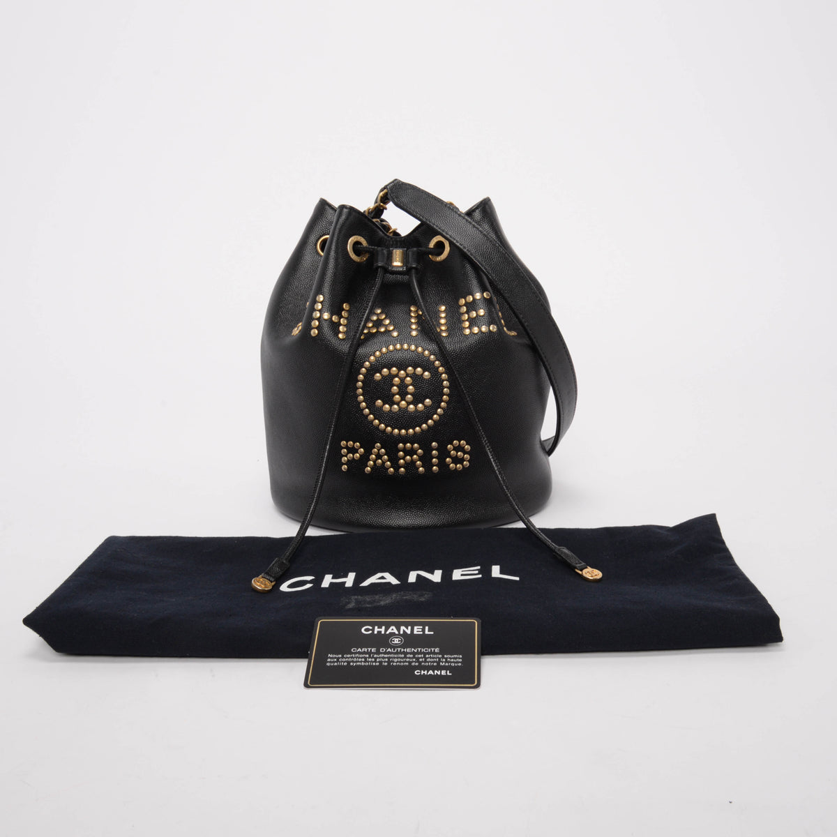 Chanel Black Caviar Small Deauville Bucket Bag
