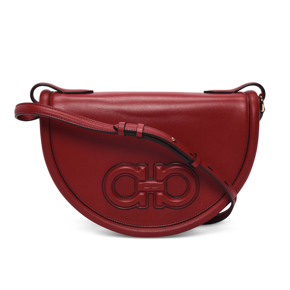 Ferragamo Red Sella Calfskin Aura Shoulder Bag