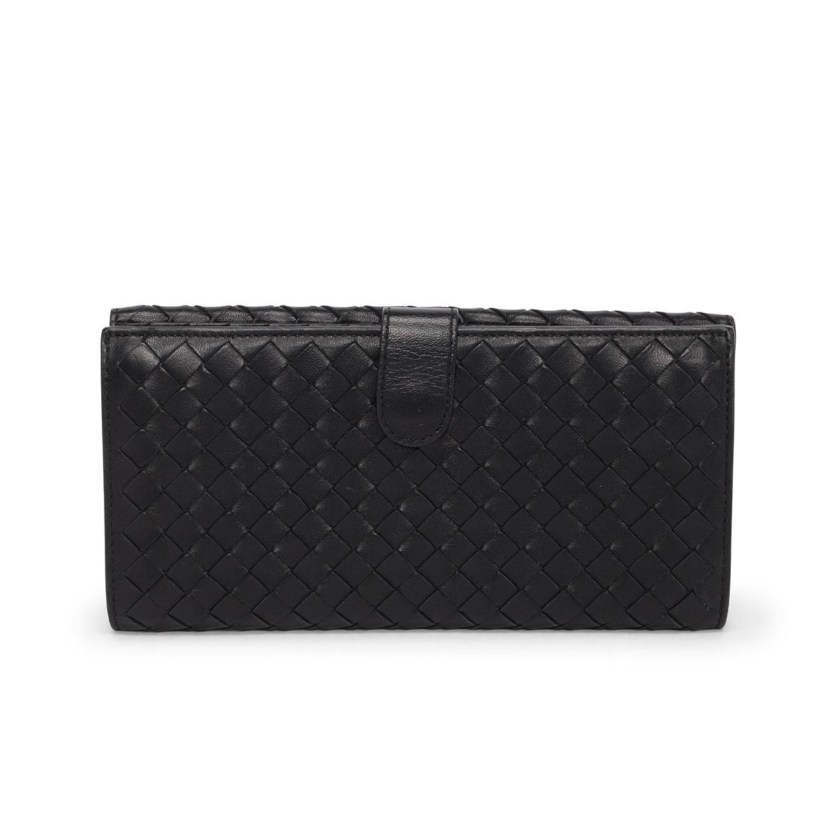 Bottega Veneta Black Intrecciato Bi-Fold Continental Wallet