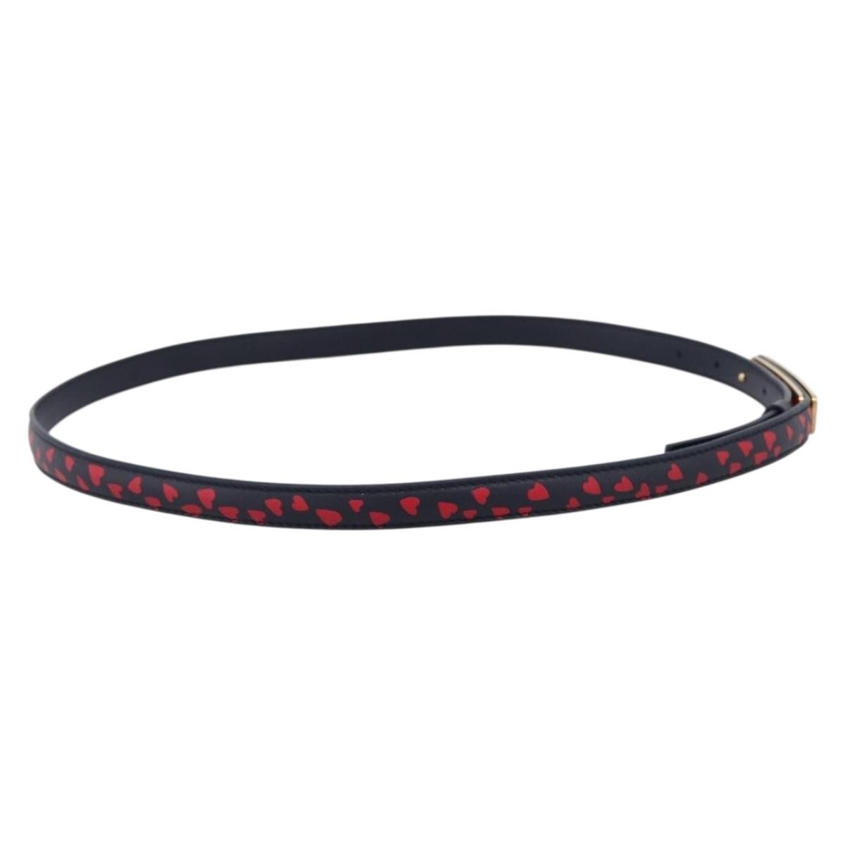 Dior Dark Navy Heart Print Skinny Belt