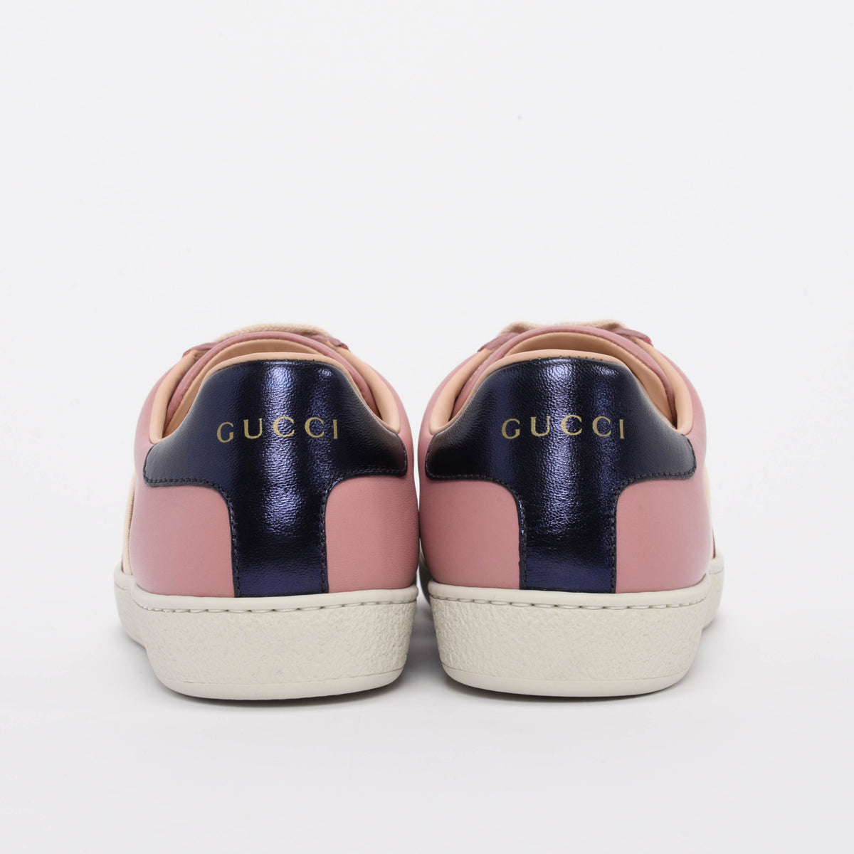 Gucci Pink Calfskin Ace Stripe Sneakers 35