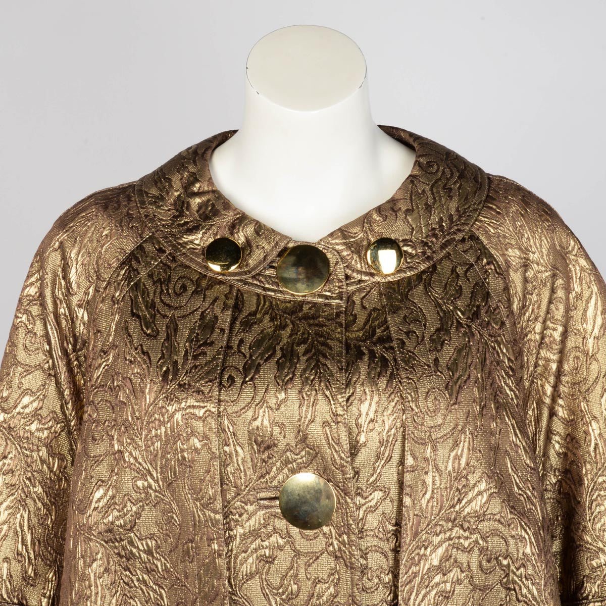 Burberry Gold Metallic Jacquard Cape Trench Coat IT 42