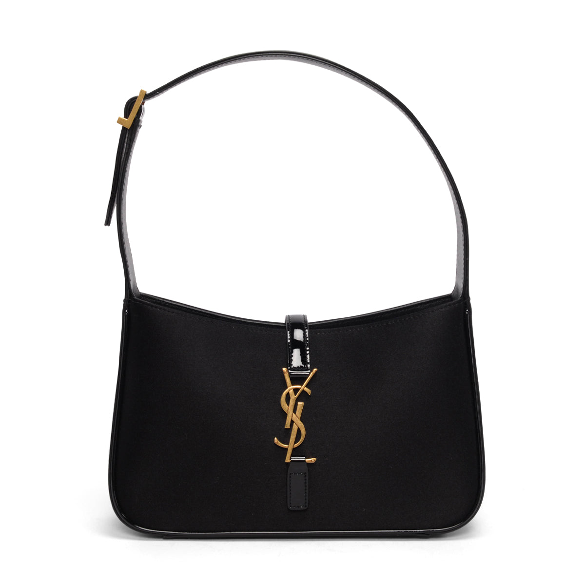 Saint Laurent Black Satin & Patent Le 5 A 7 Bag