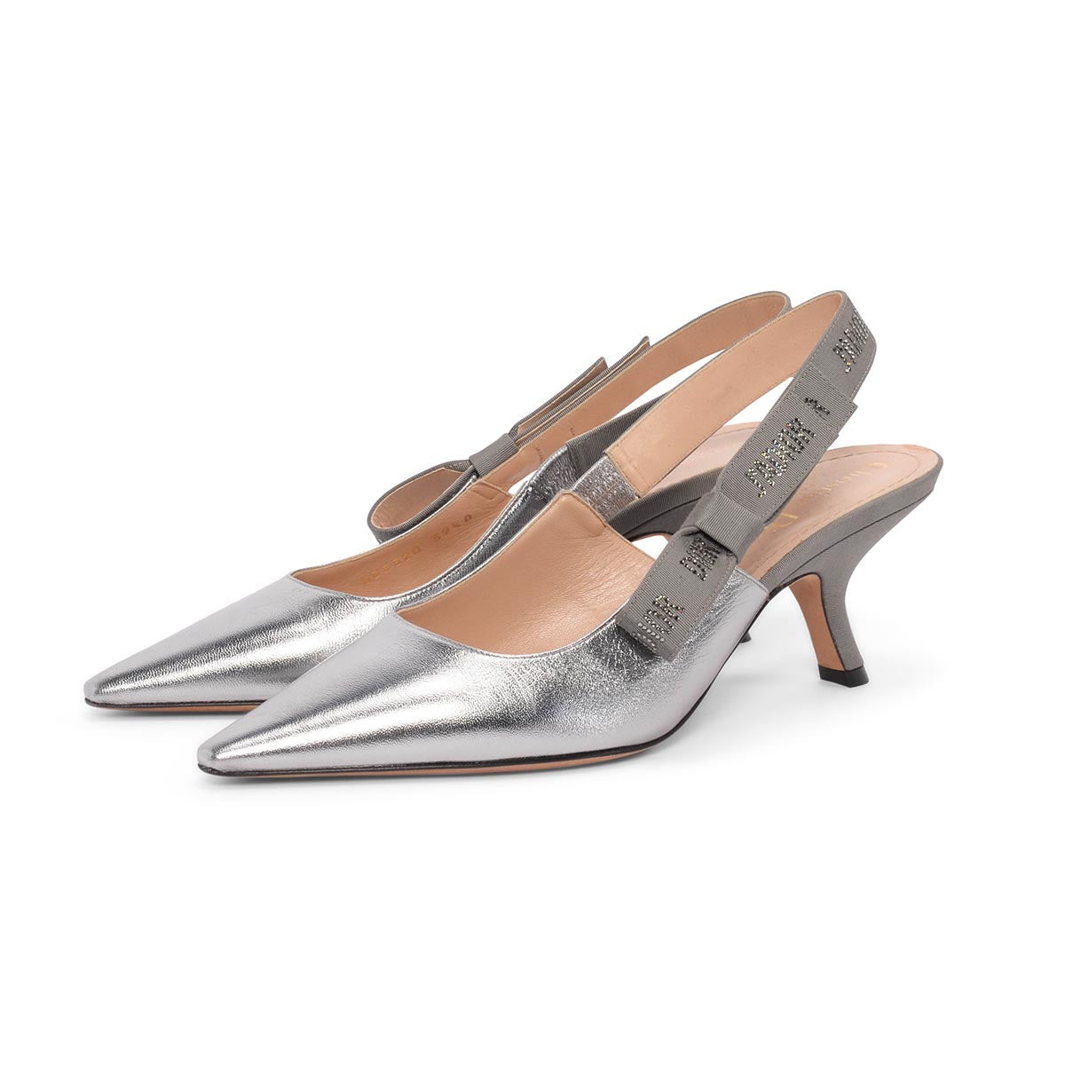 Dior Silver Lambskin J'Adior Slingback Pumps 39.5