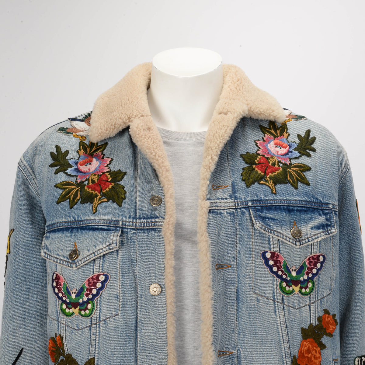 Gucci Denim Shearling L’Aveugle Par Amour Jacket IT 48