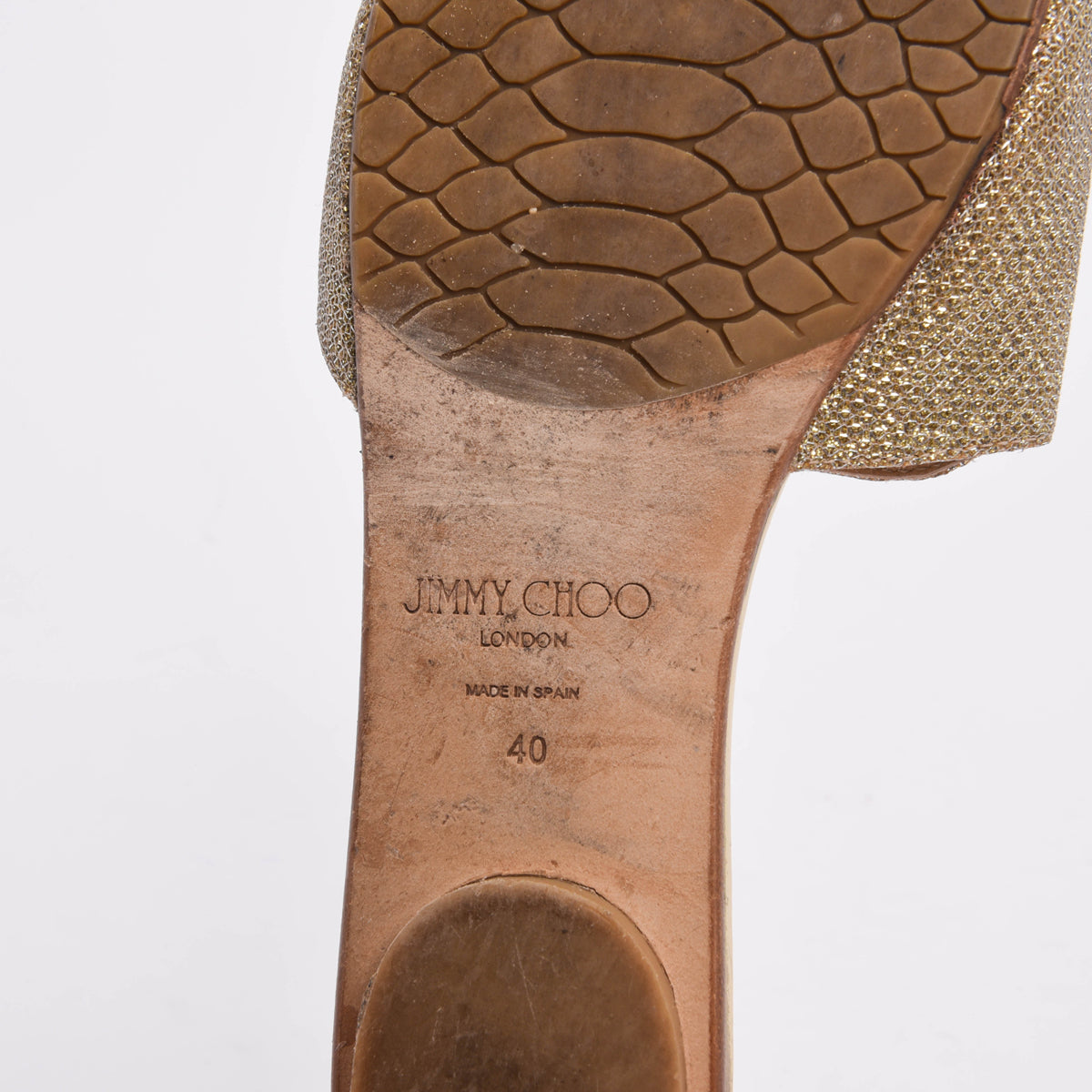 Jimmy Choo Gold Glitter Nanda Slides 40