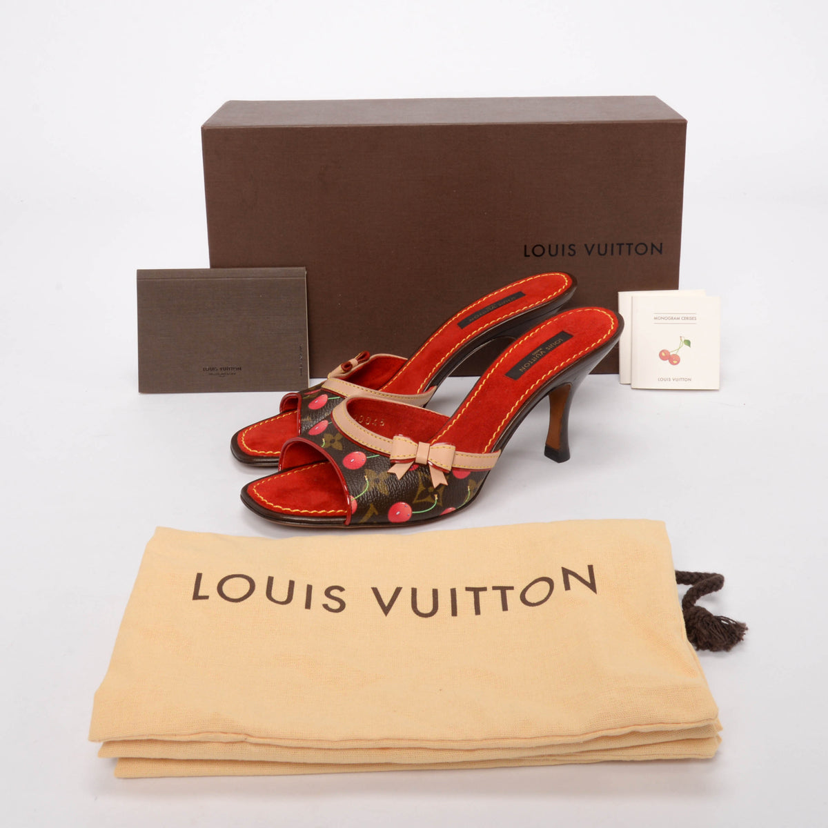 Louis Vuitton x Takashi Murakami Monogram Cerises Bow Sandals 37.5