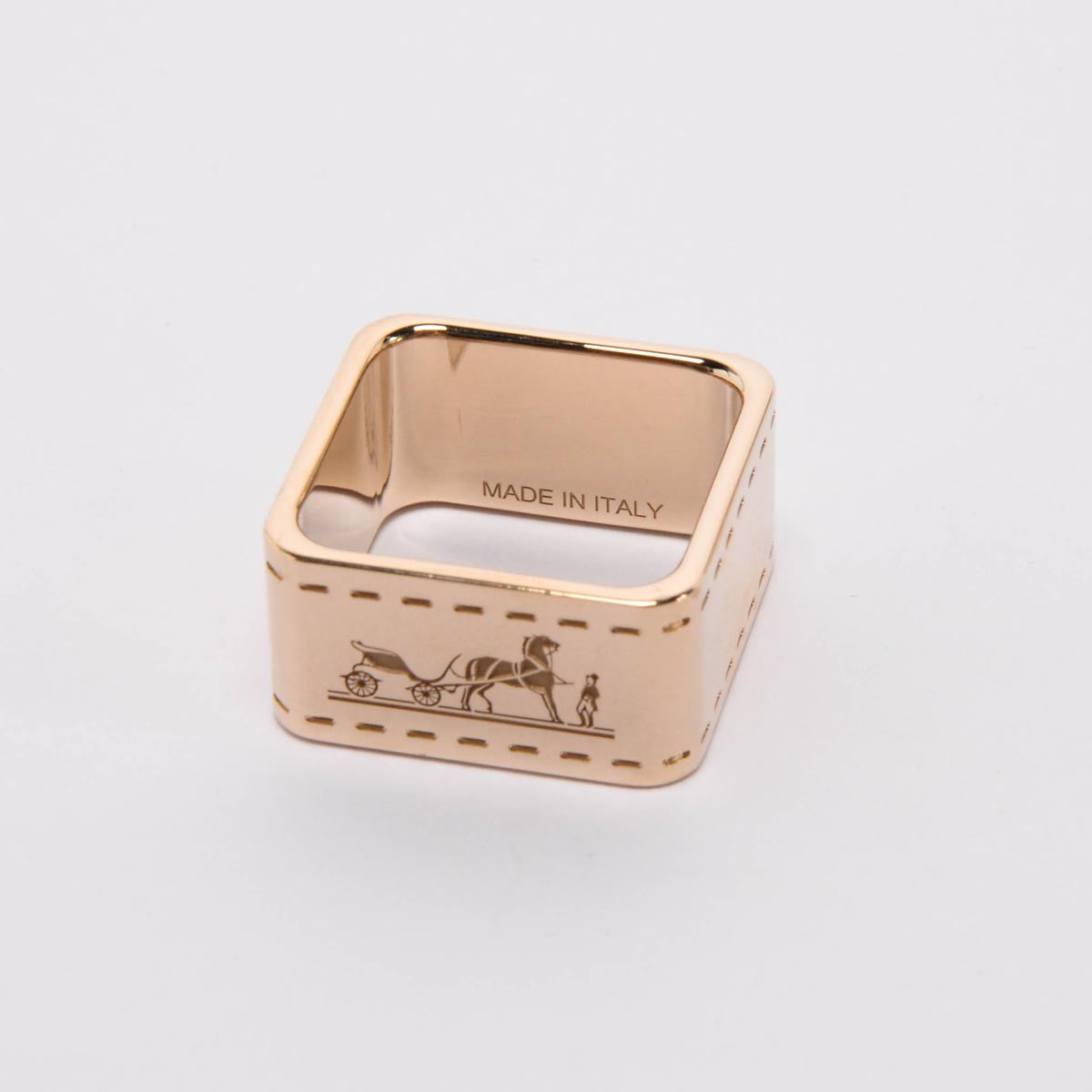 Hermes Gold Tone Permabrass Bolduc Scarf Ring