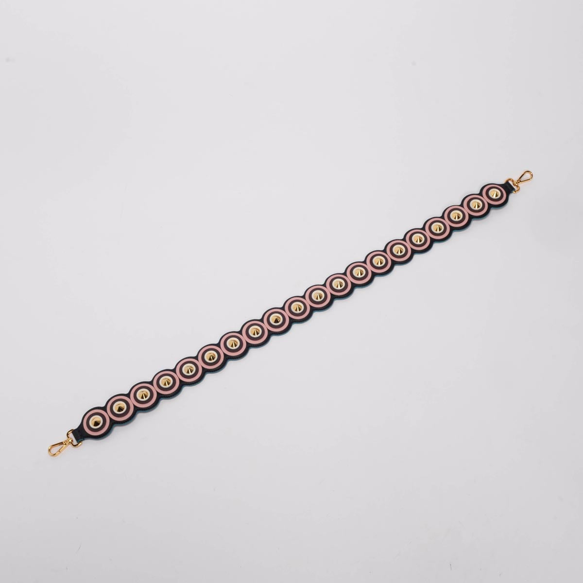 Fendi Black Spike Studded Strap You Bag Strap