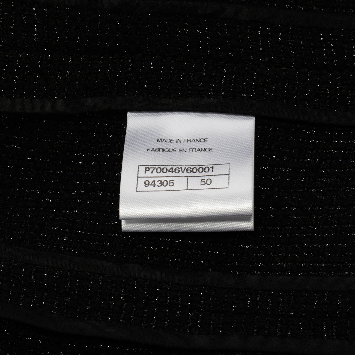 Chanel Black Lurex Tweed Braided Belt Jacket FR 50
