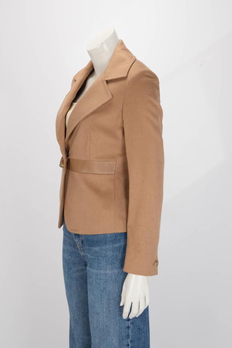Max Mara Camel Hair Horn Button Short Jacket IT 40