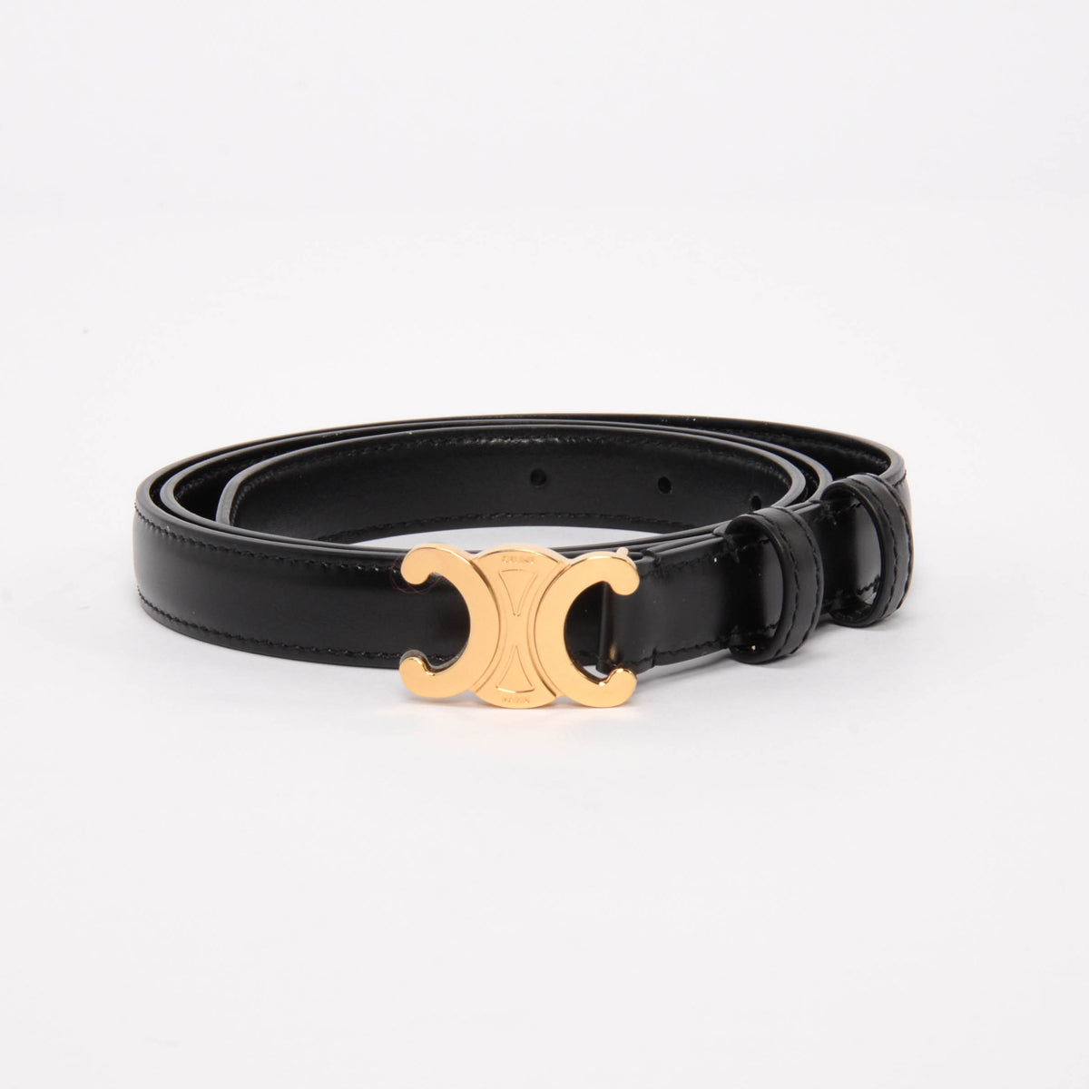 Celine Black Taurillon Triomphe 18mm Belt