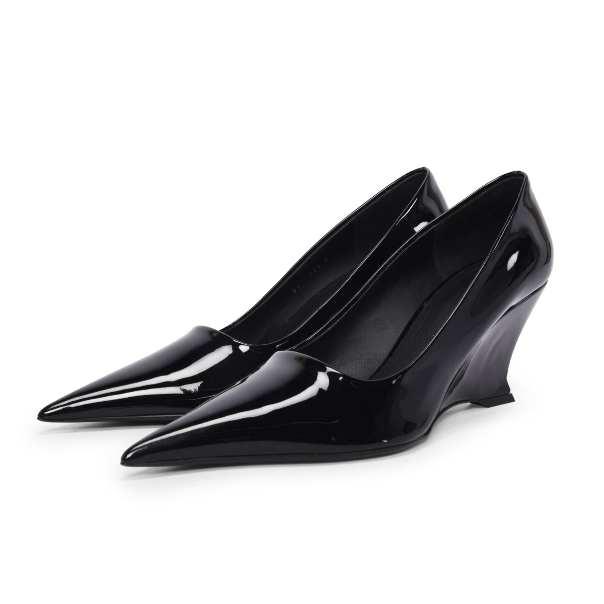 Ferragamo Black Patent Viola Wedges 10.5