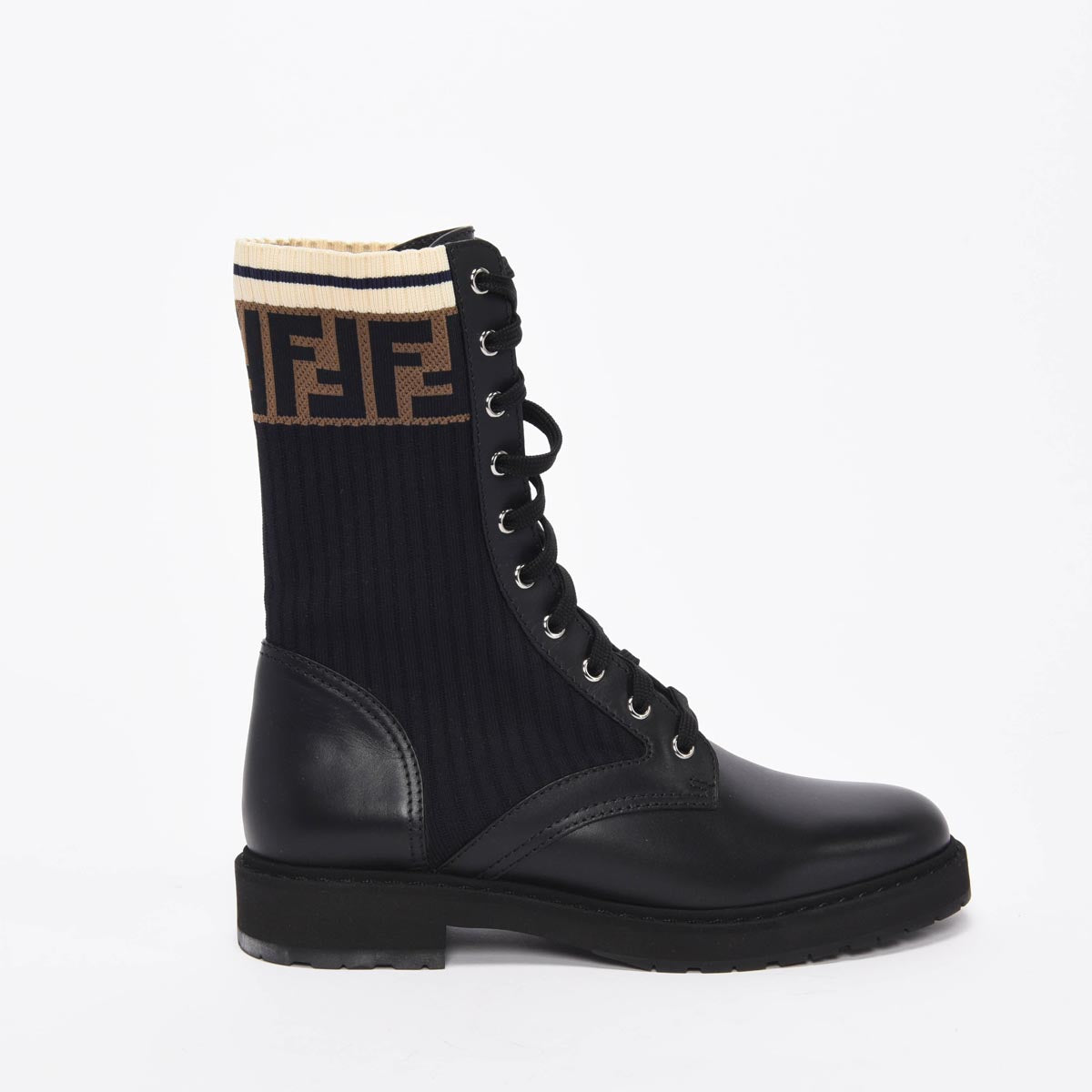 Fendi Black Calfskin Rockoko Biker Boots 39
