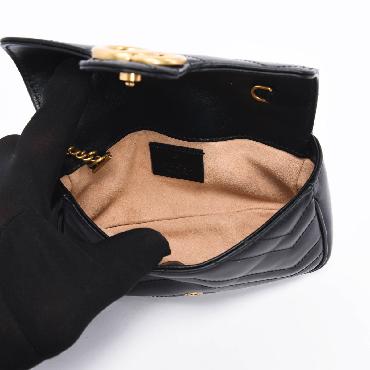 Gucci Black Matelasse GG Marmont Super Mini Bag