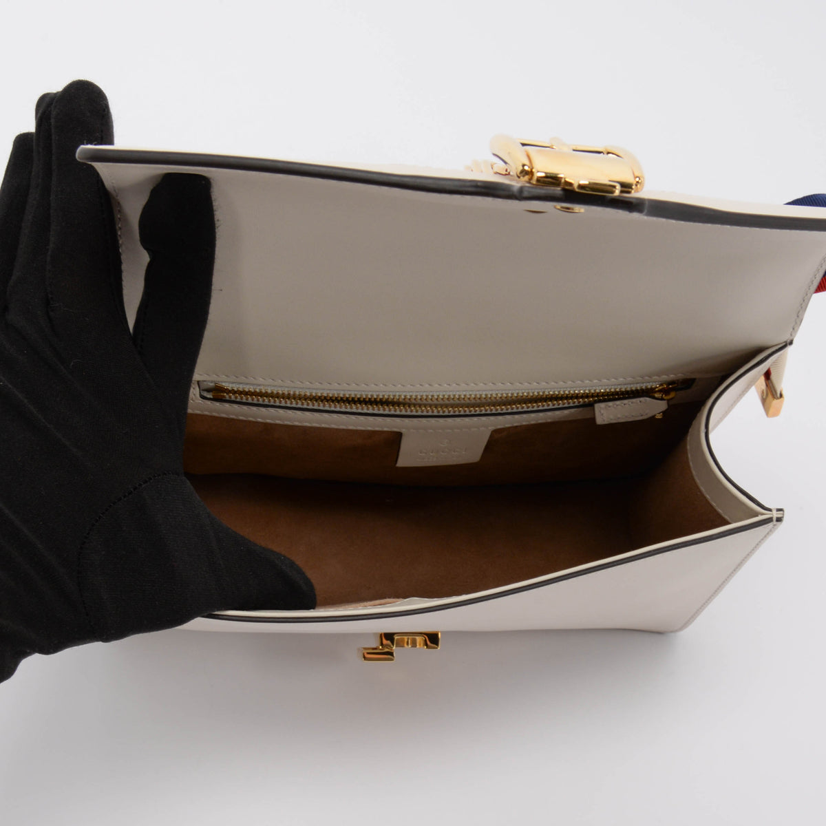 Gucci White Calfskin Small Sylvie Shoulder Bag