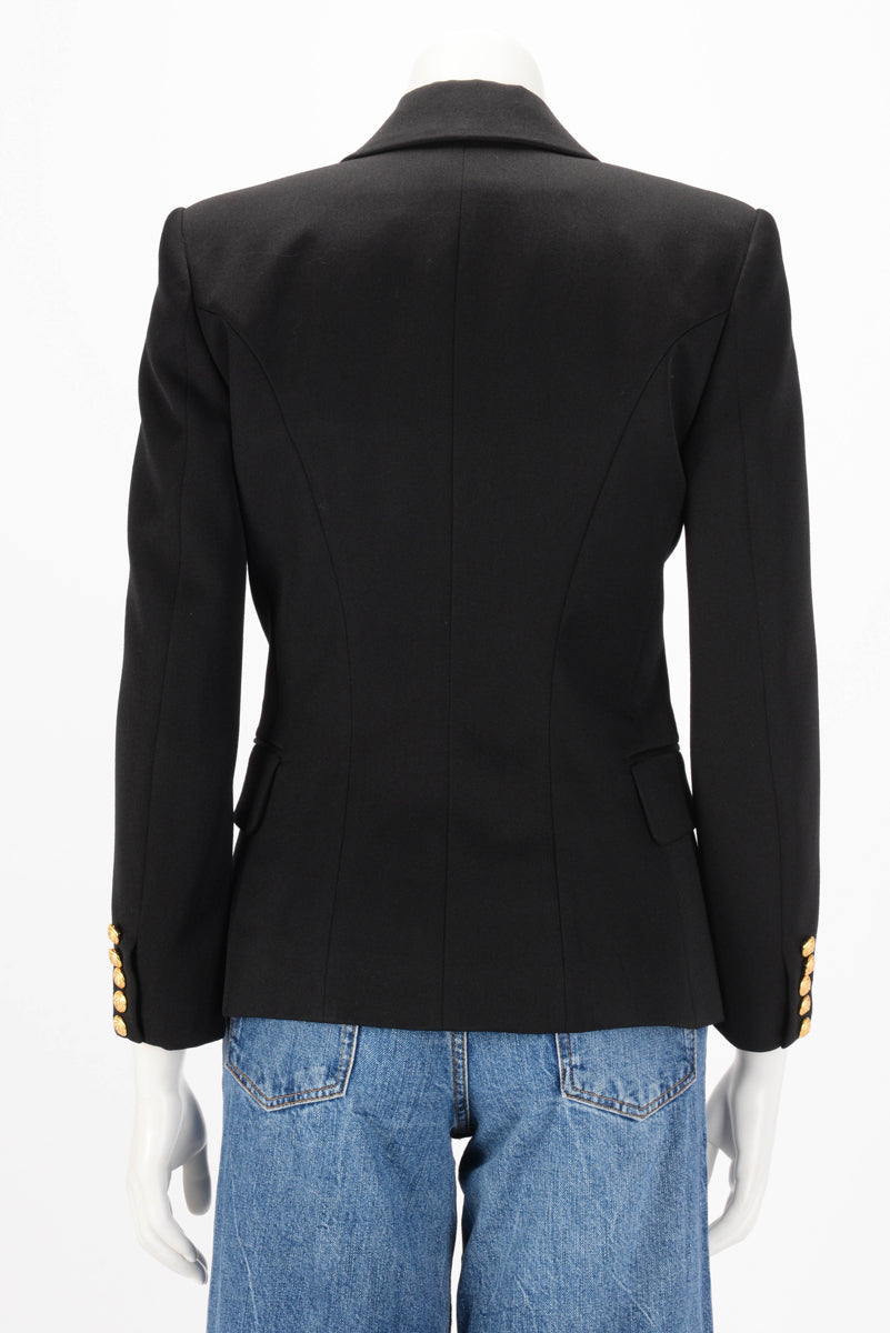 Balmain Black Wool Twill Single Breasted Blazer FR 38