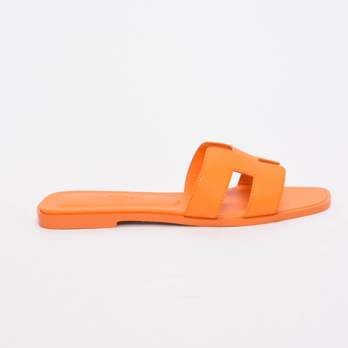 Hermes Orange Sunset Epsom Oran Sandals 38