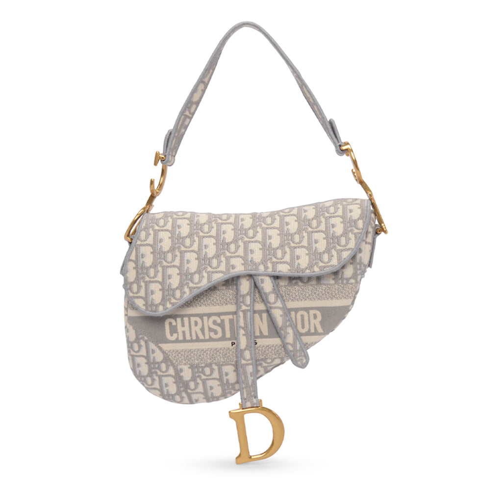 Dior Grey Oblique Canvas Medium Saddle Bag
