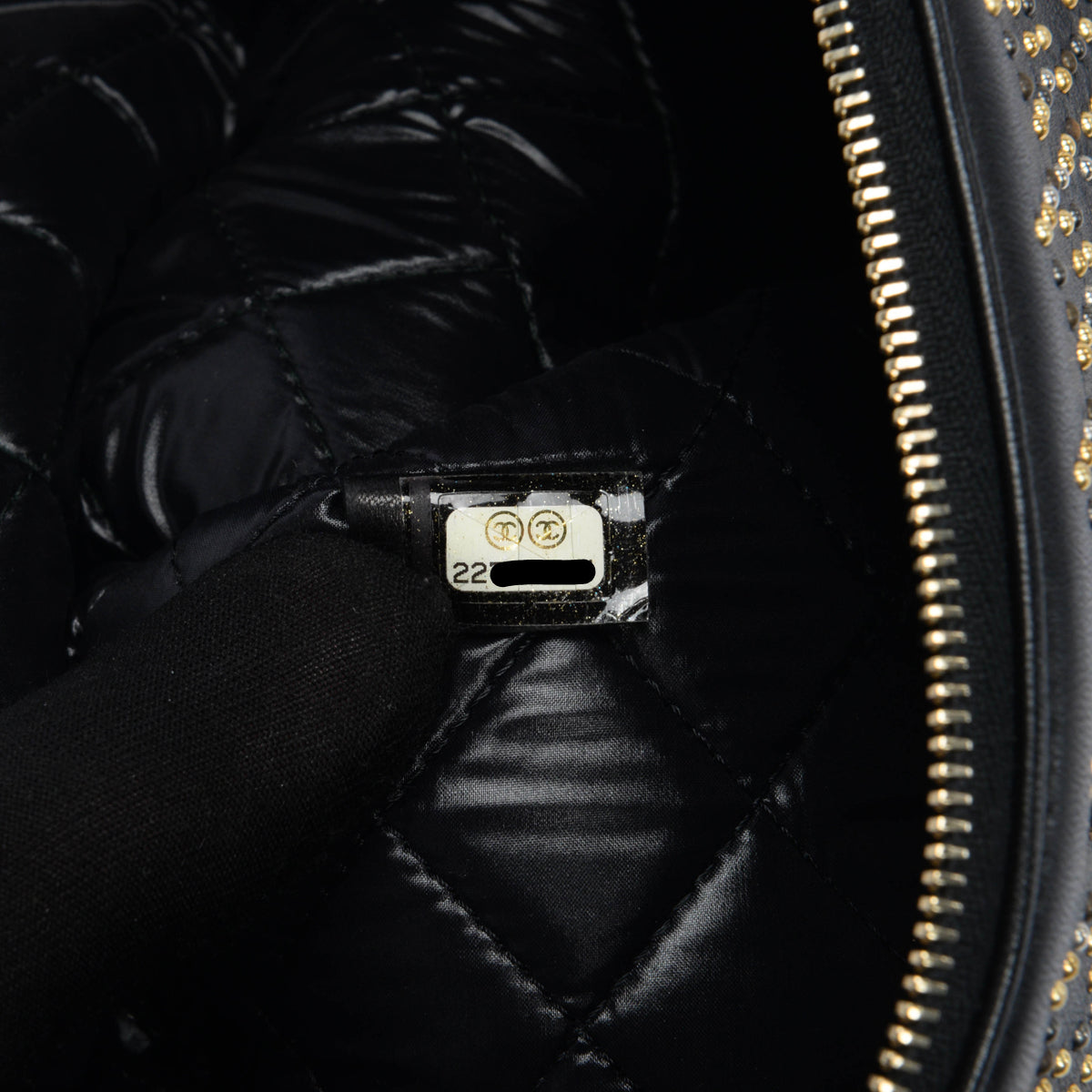 Chanel Black Studded Leather Medium O-Case