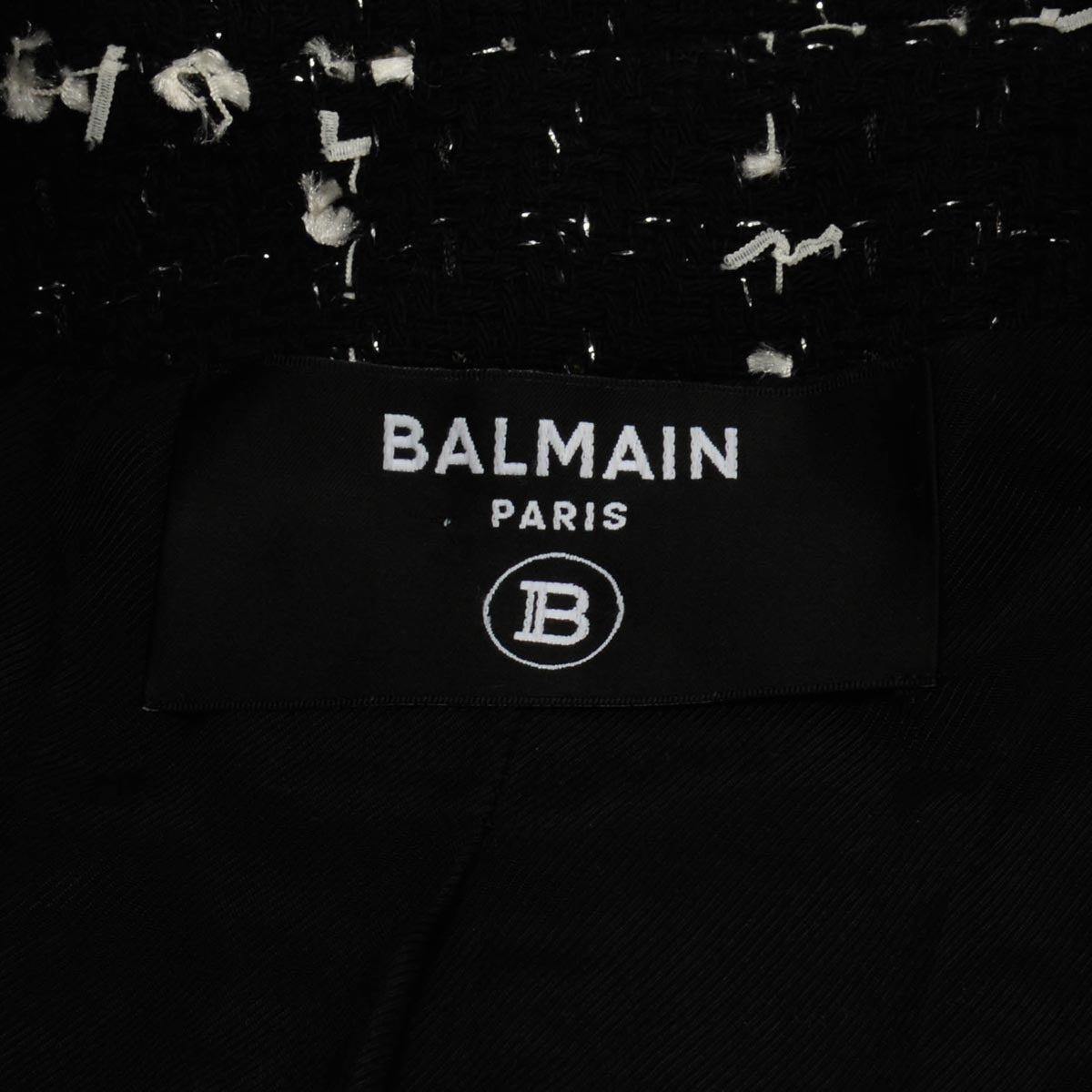 Balmain Black & White Sequin Boucle Classic Blazer FR 44