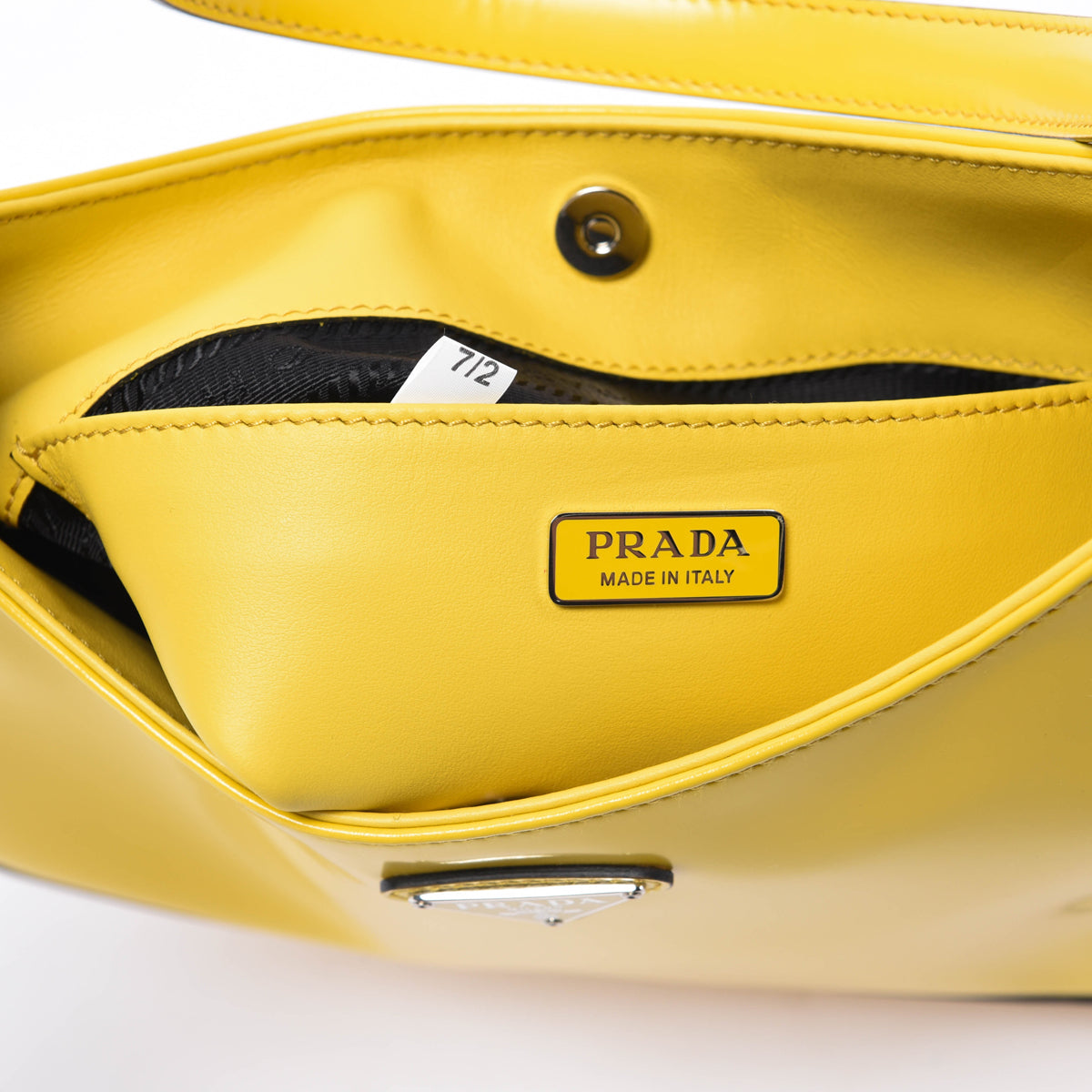 Prada Yellow Brushed Calfskin Cleo Shoulder Bag