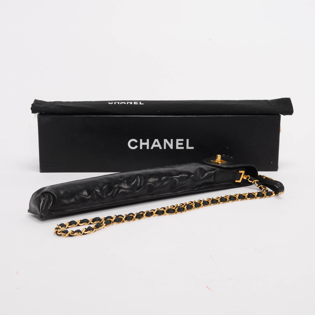 Chanel Black Nylon & Lambskin CC Turnlock Umbrella + Case