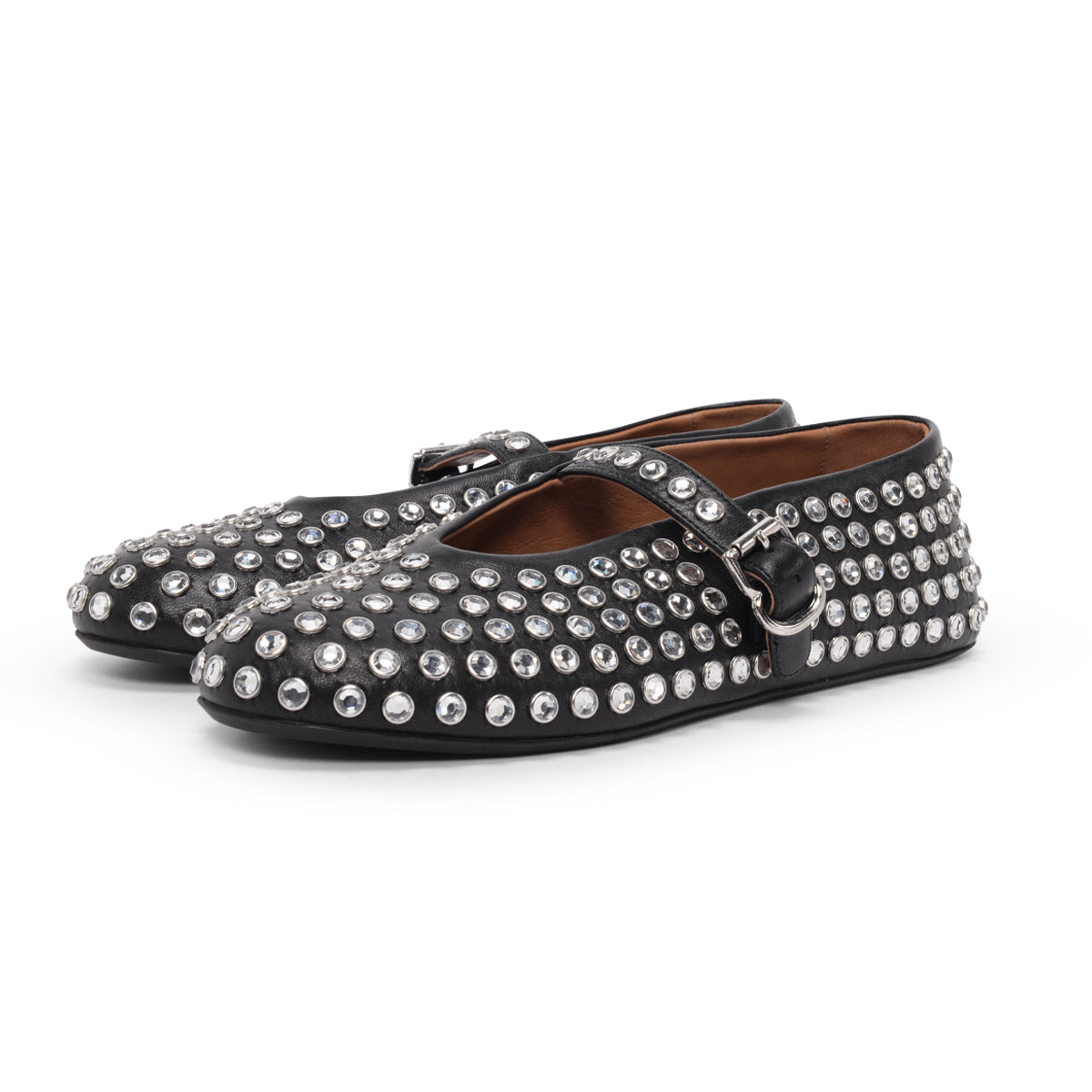 Alaia Black Crystal Embellished Lambskin Ballet Flats 38.5