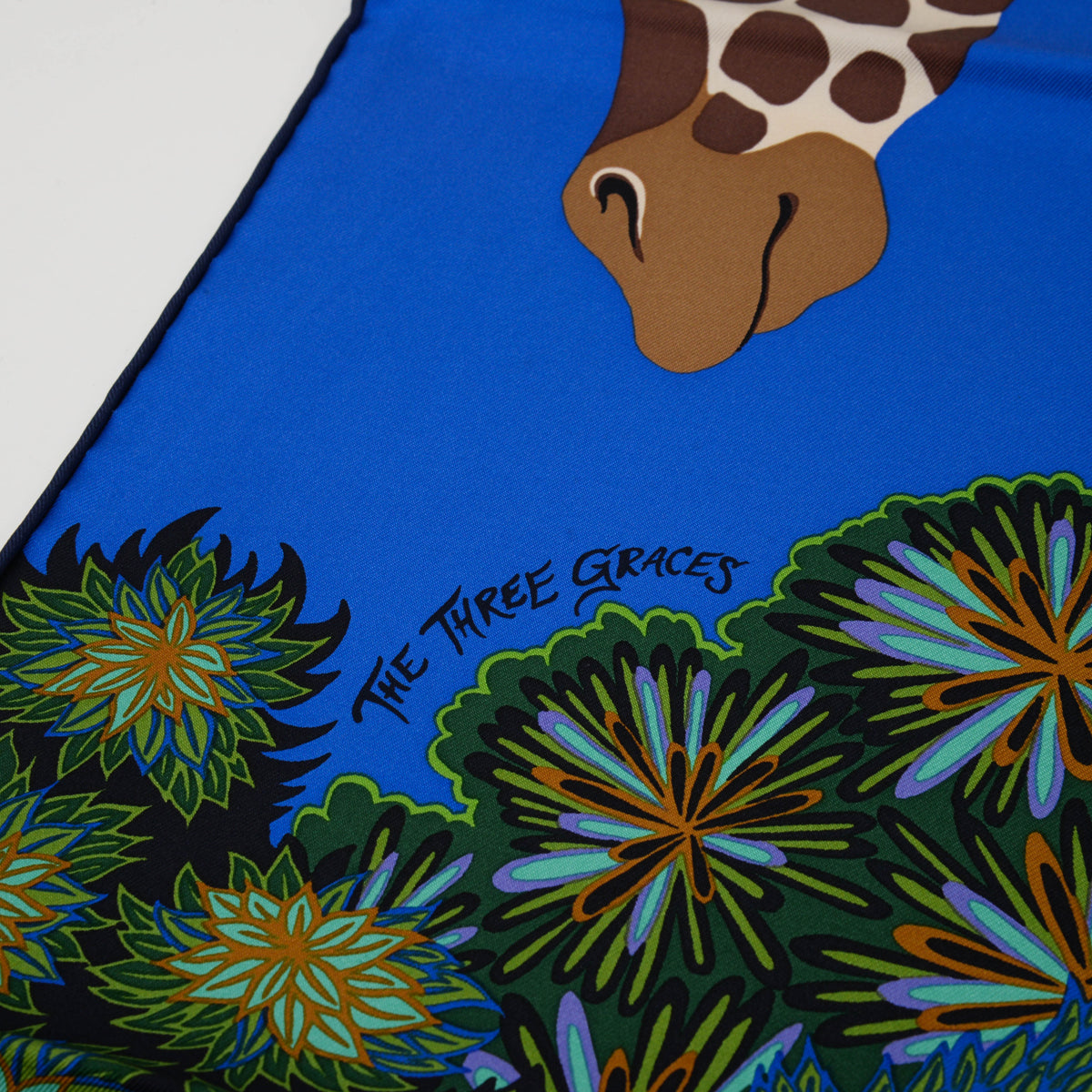 Hermes Bleu Silk The Three Graces Scarf