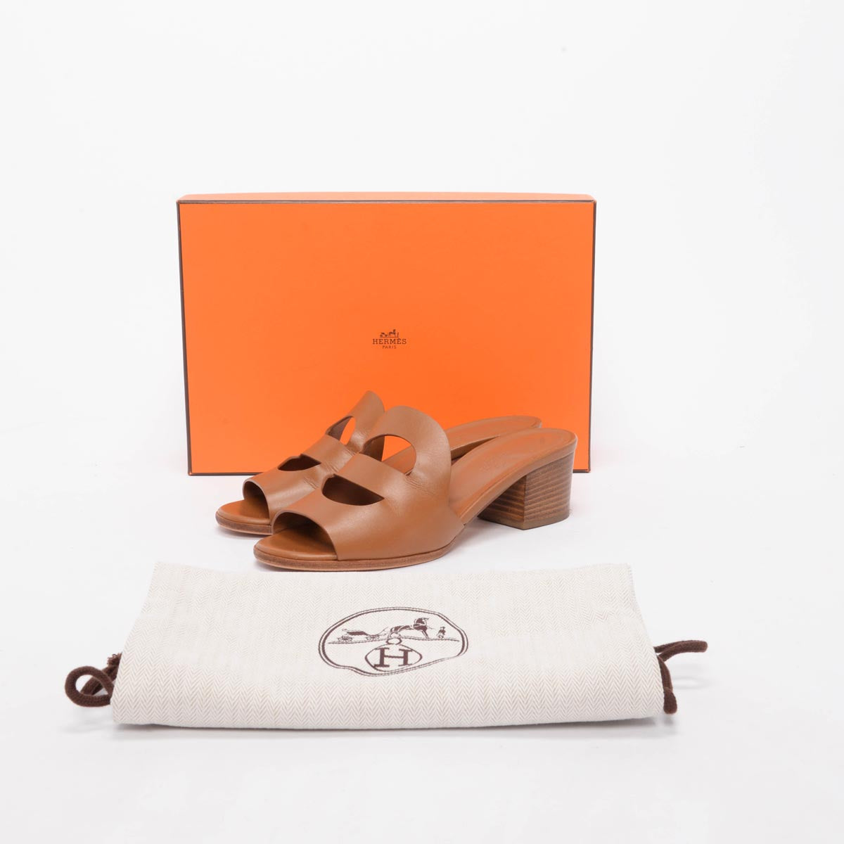 Hermes Gold Calfskin Mona Sandals 38