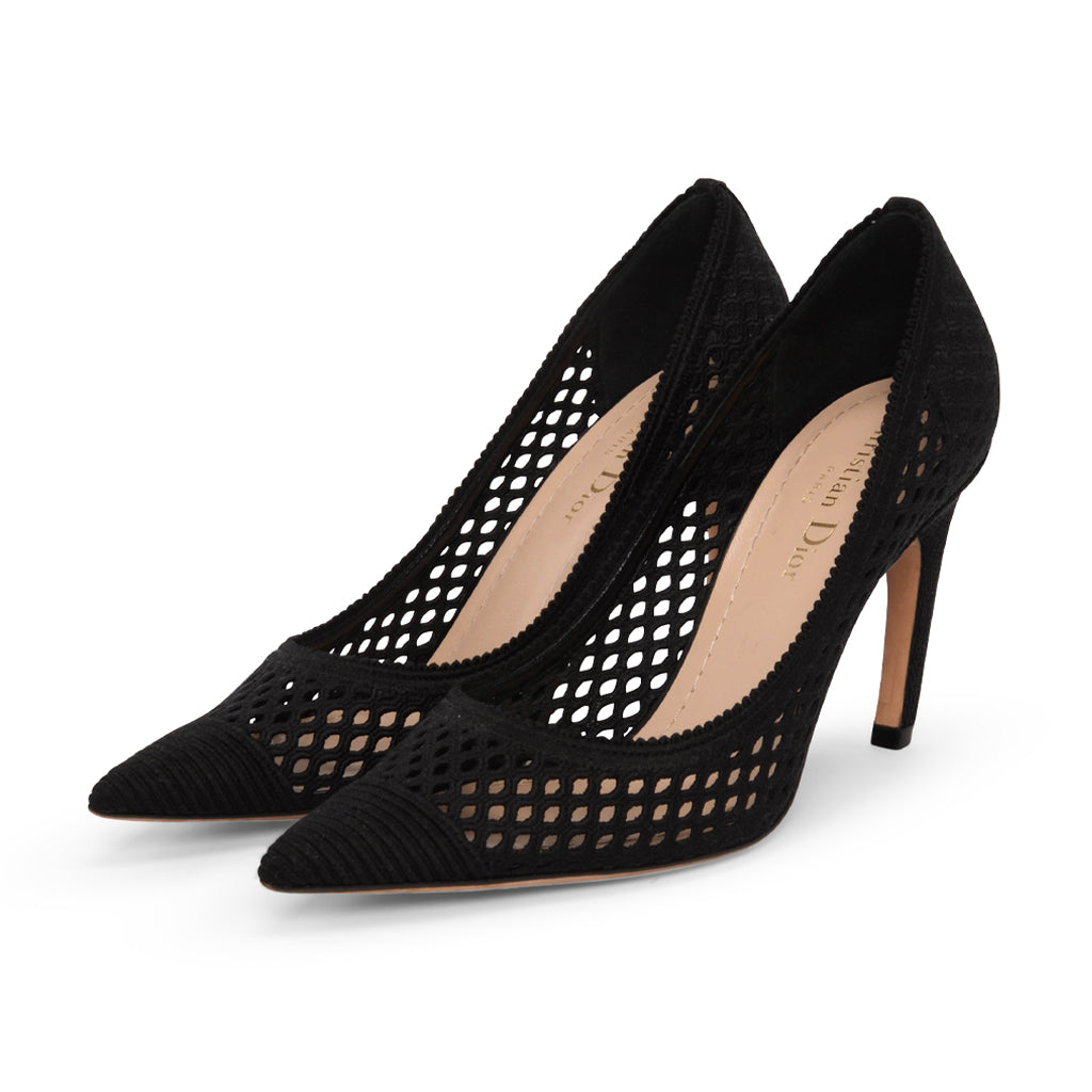Dior Black Cotton Cannage Capture Pumps 36
