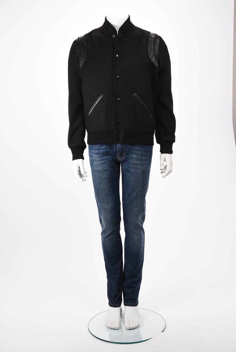 Saint Laurent Black Wool & Lambskin Teddy Jacket 50