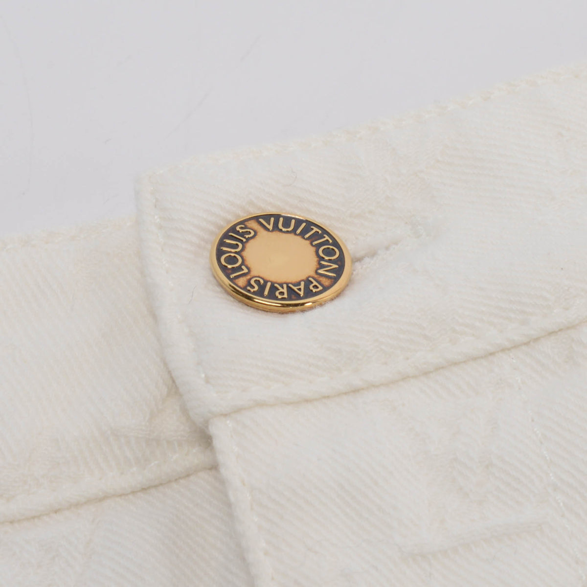 Louis Vuitton White Jacquard Denim Monogram Skirt FR 38