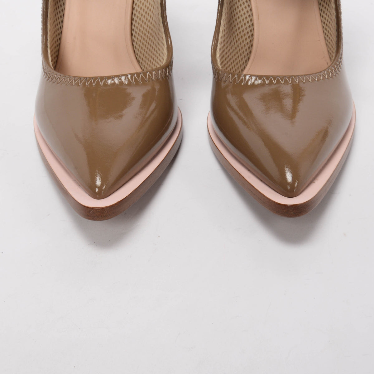 Fendi Brown Patent FF Canvas Strap Pumps 40