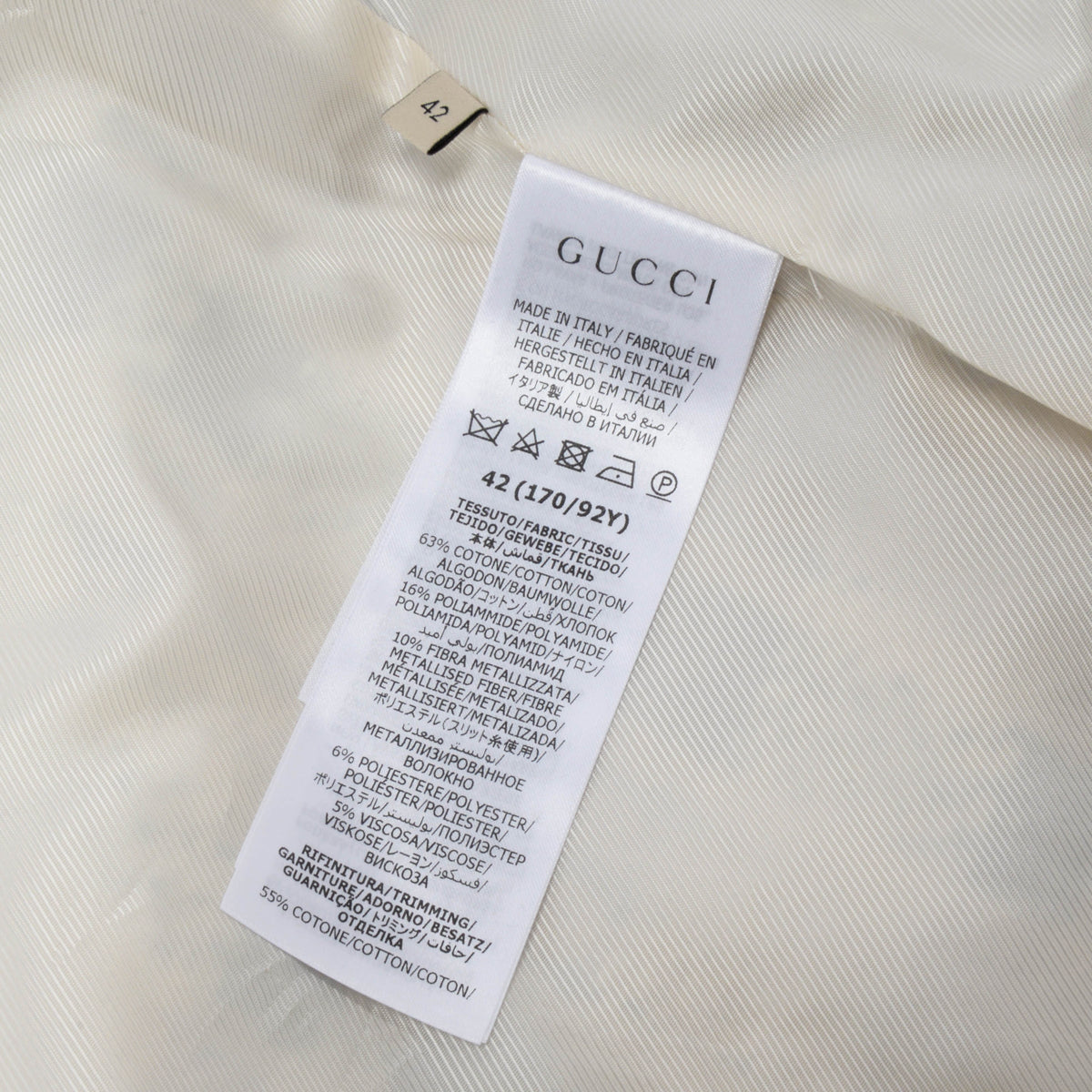 Gucci Ivory Lurex Tweed Tartan Jacket IT 42