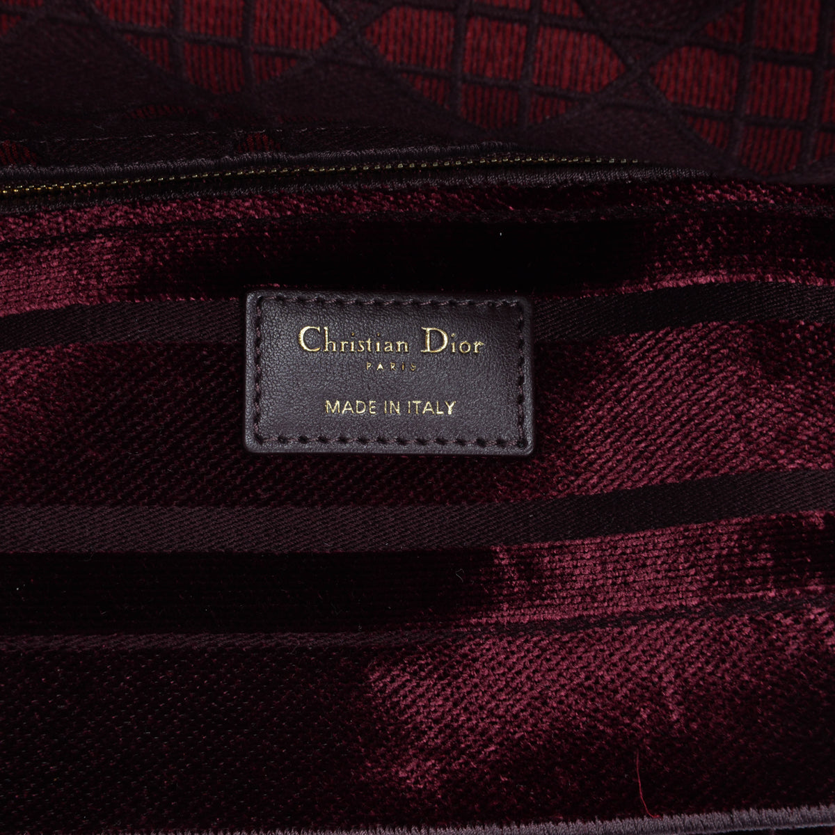 Dior Burgundy Cannage Velvet Medium Lady D-Lite Bag