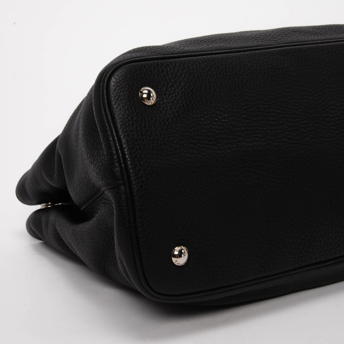 Prada Black Vitello Daino Convertible Shopping Tote