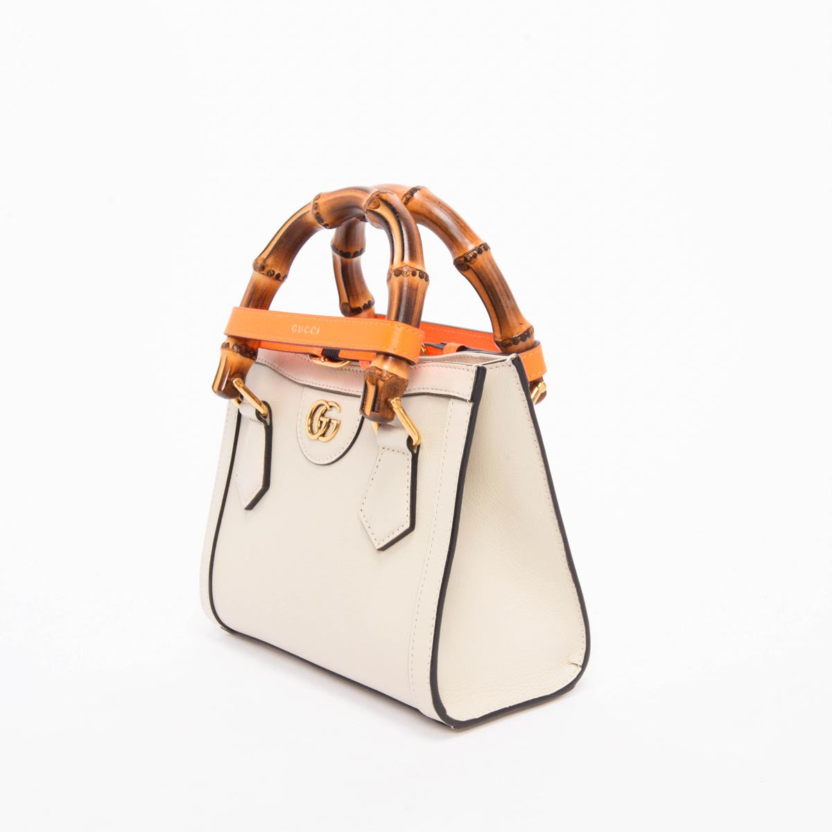 Gucci White Calfskin Diana Mini Tote