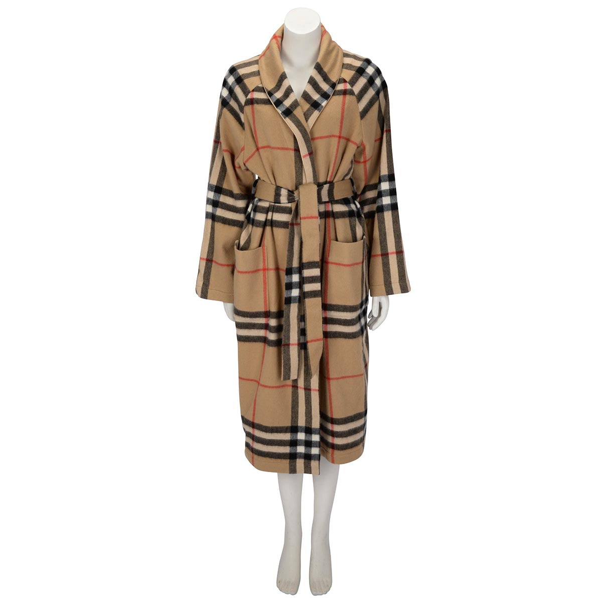 Burberry Beige Cashmere Nova Check Bathrobe.