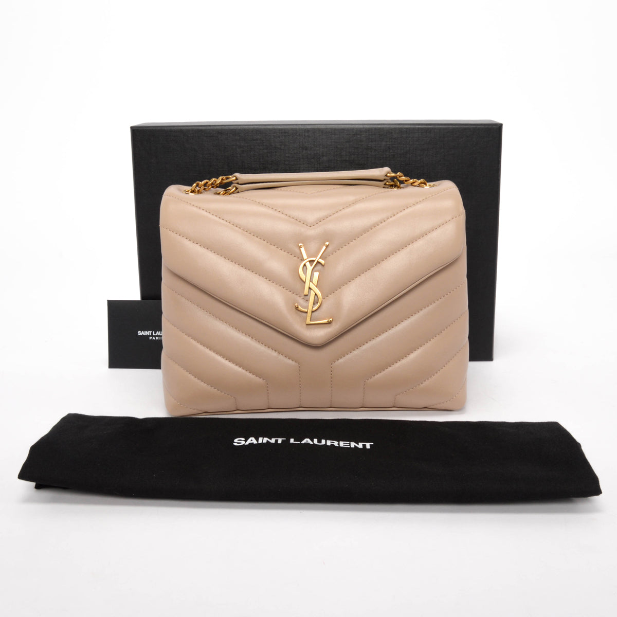 Saint Laurent Dark Beige Matelasse Small Lou Lou Bag