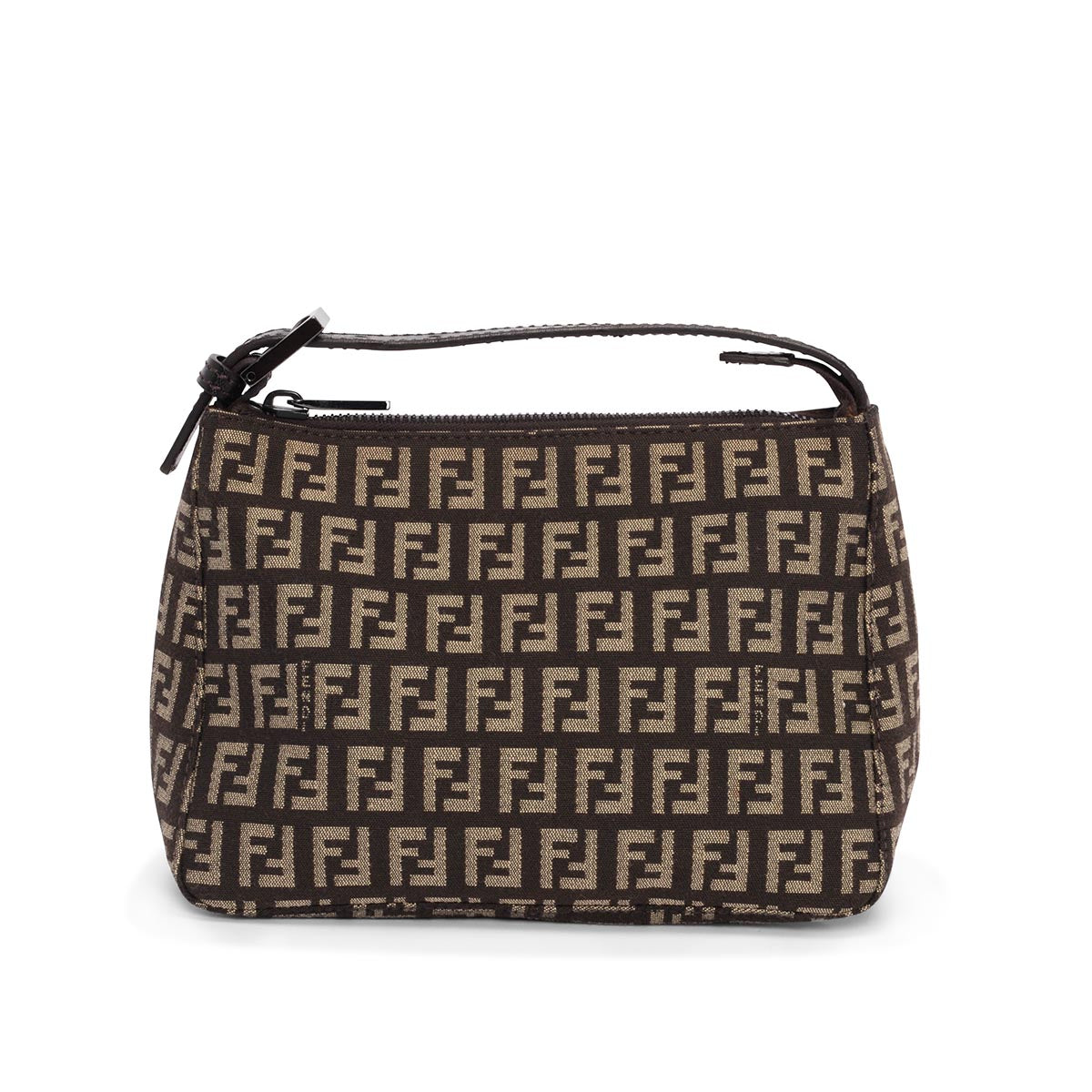 Fendi Brown Zucchino Canvas Pochette