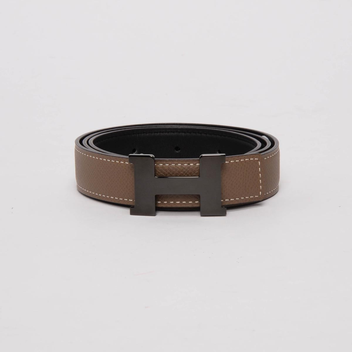 Hermes Black & Etoupe So Black Mini Constance Reversible Belt