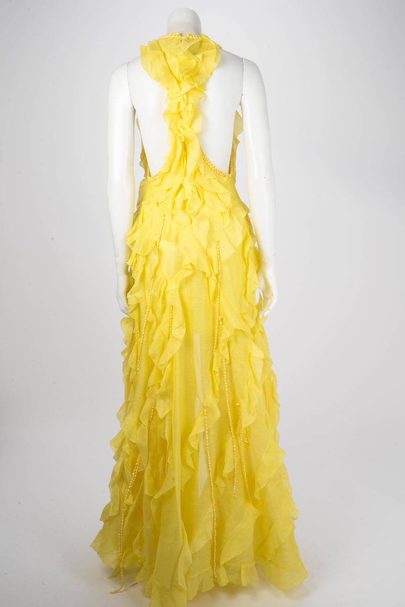 Zimmermann Lemon Linen & Silk Wonderland Ruffle Gown