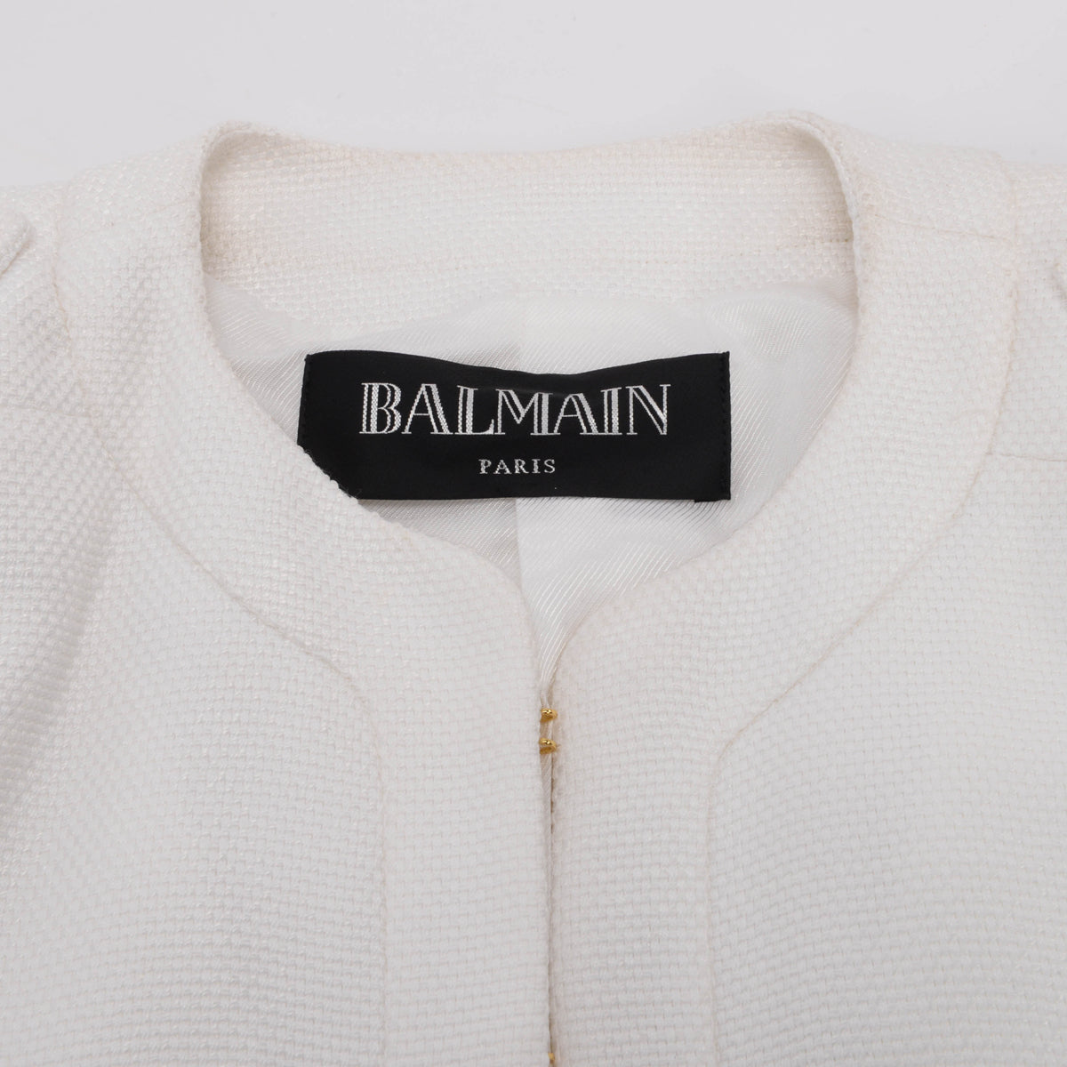 Balmain White Viscose Weave Epaulette Blazer FR 36