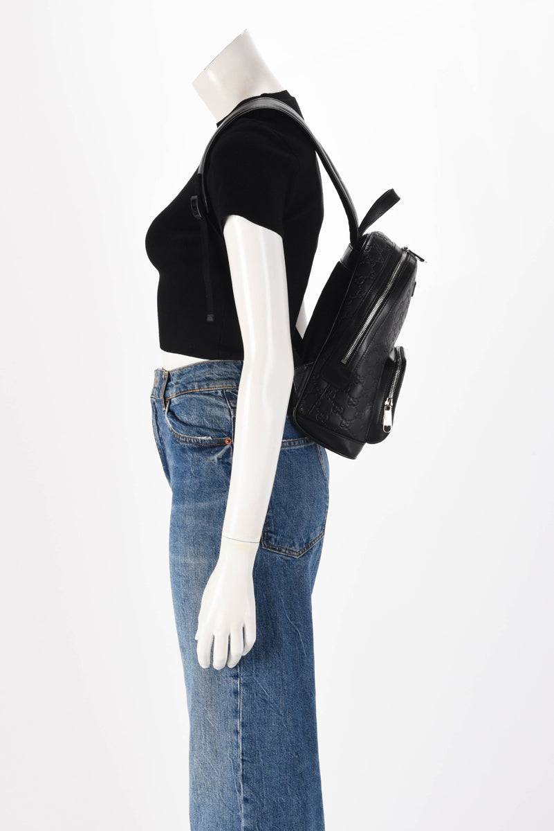 Gucci Black Guccissima Small Signature Day Backpack