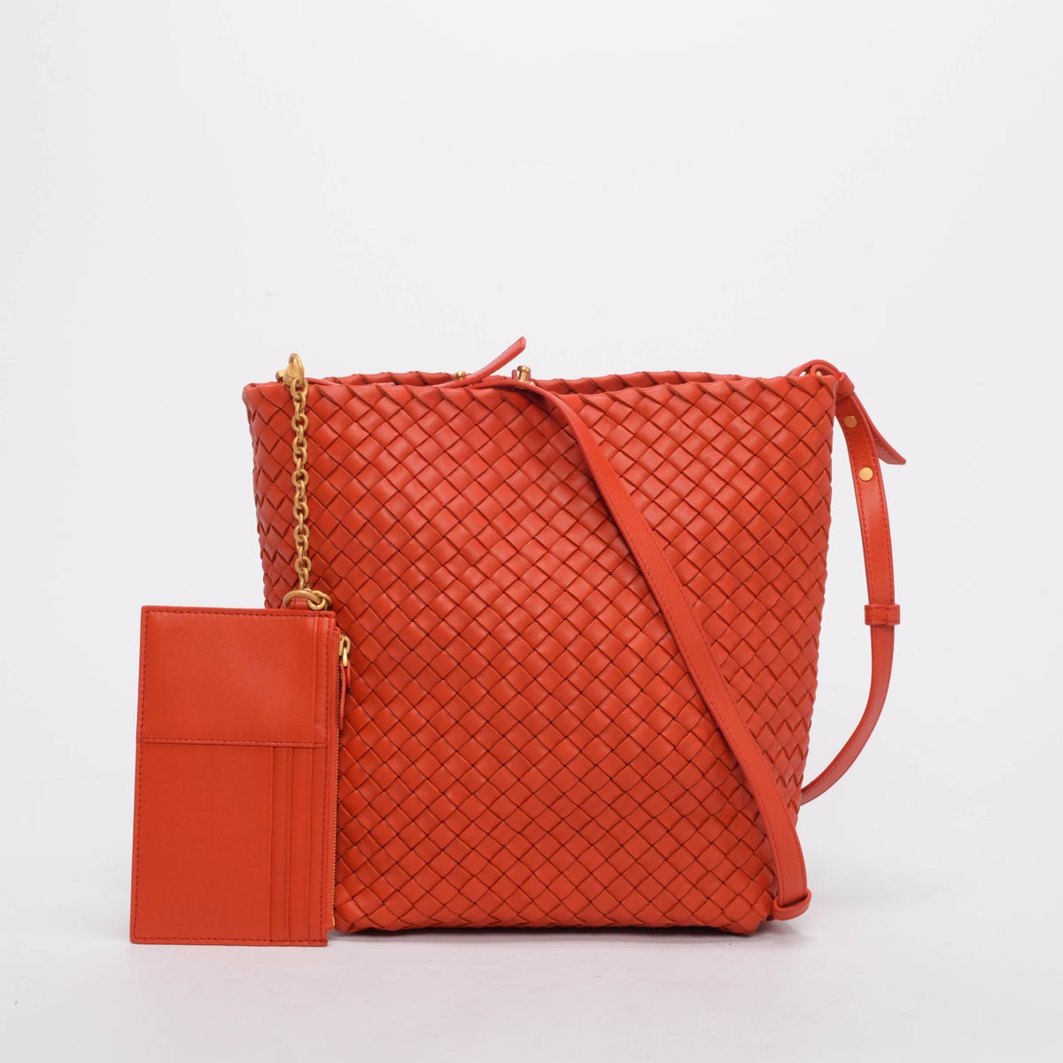 Bottega Veneta Burnt Orange Intrecciato Cross Body Bag